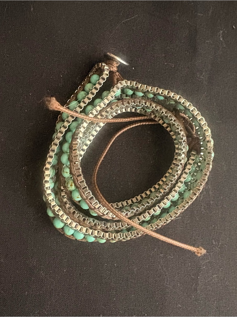 Turquoise Bead Wrap Bracelet - Boho Multi-Strand